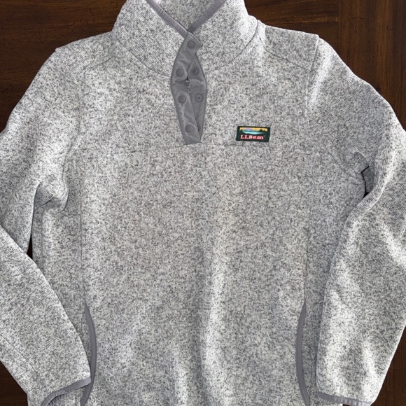 L.L. Bean Tops - LL Bean 1/4 Snap Sweater Fleece Heathered Gray Hiking Outdoors Womens Medium Reg